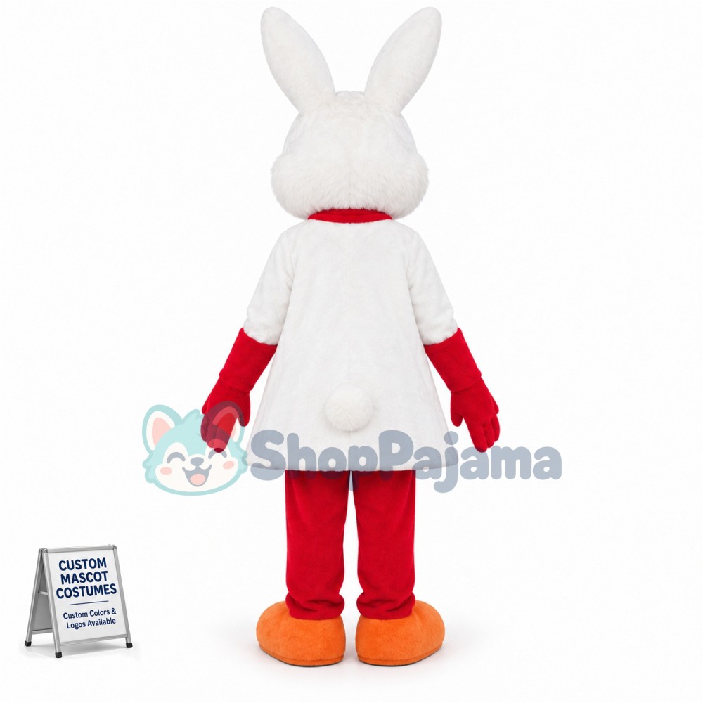 White Bunny Rabbit with Carrot Mascot Costume