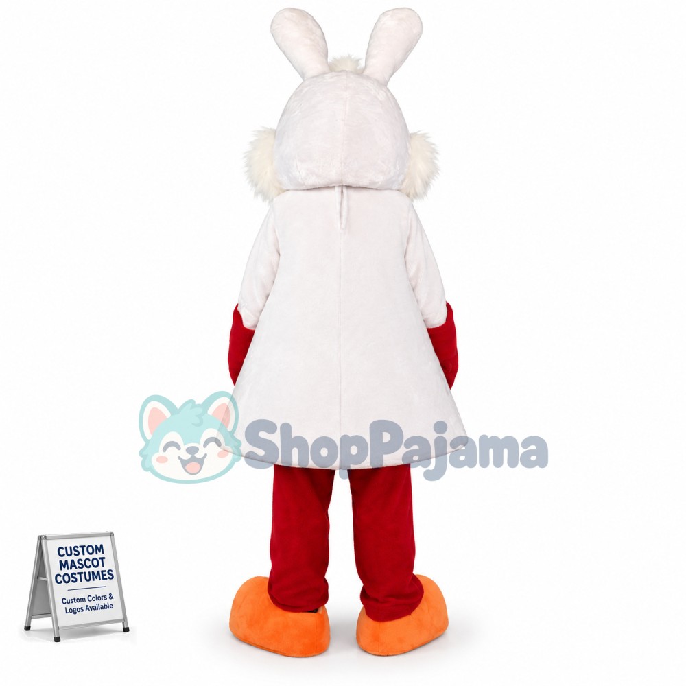 White Bunny Rabbit with Carrot Mascot Costume