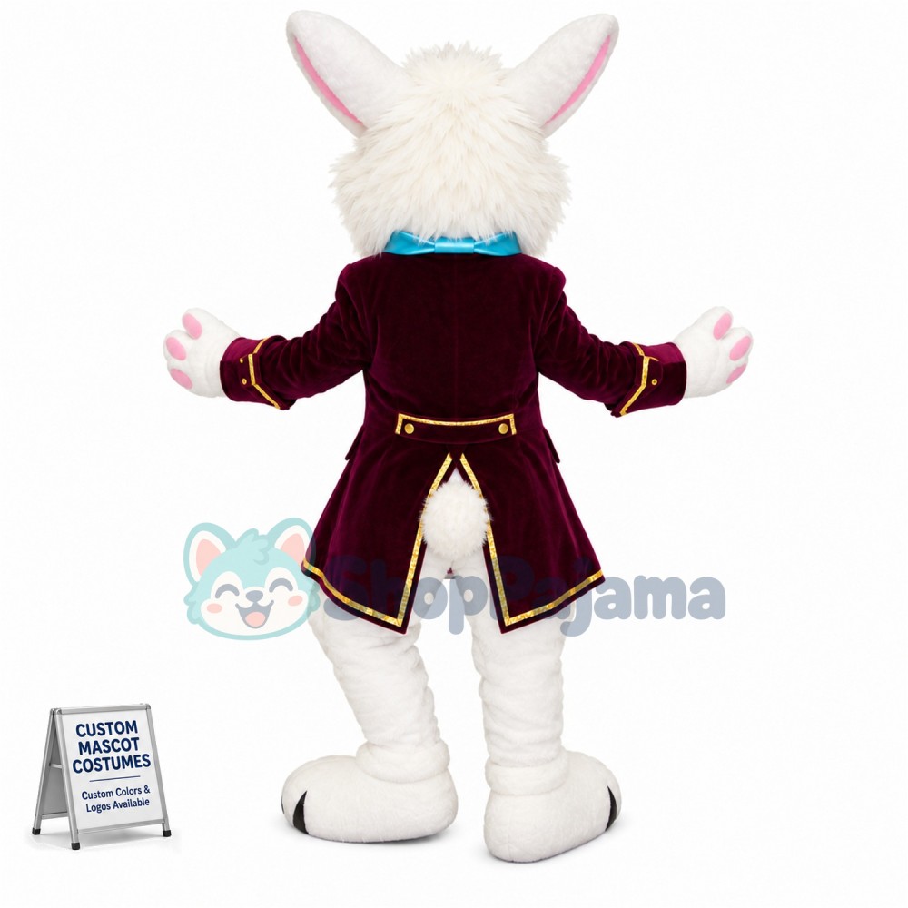 Cute White Bunny Mascot Costume