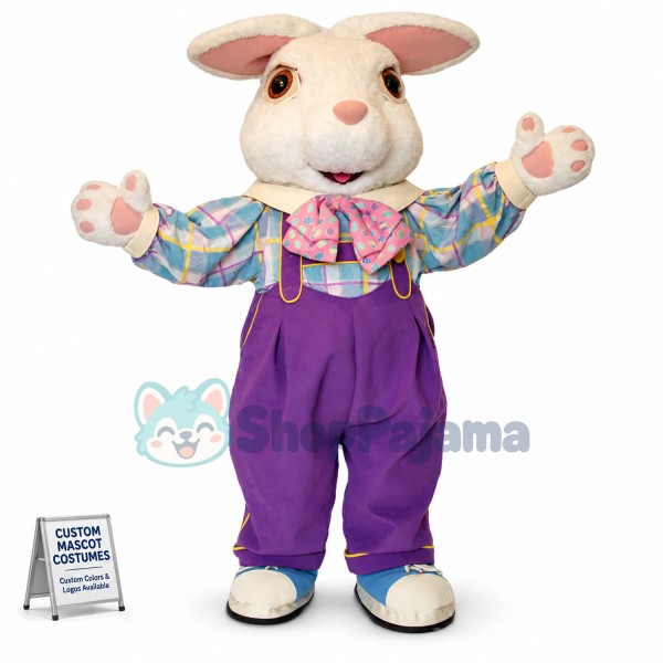 White Furry Easter Bunny Mascot Costume