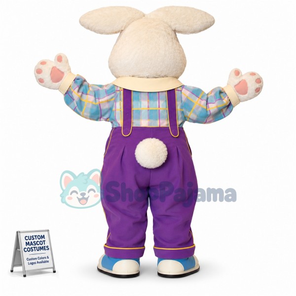 White Furry Easter Bunny Mascot Costume