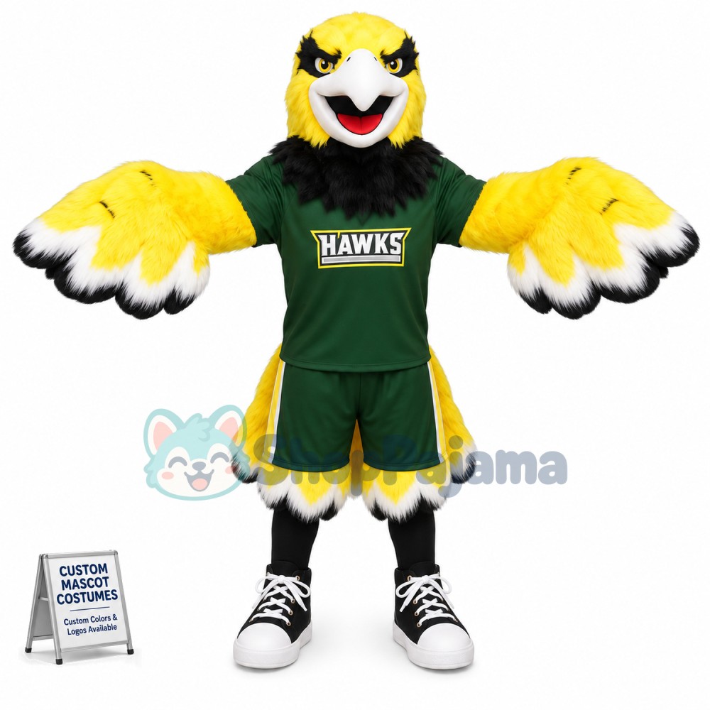 Yellow Hawks Mascot Costume