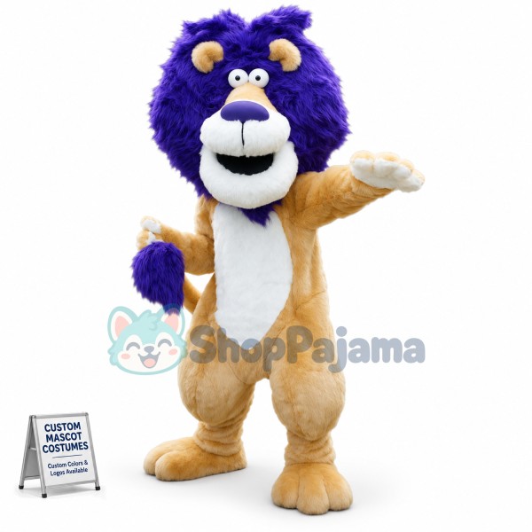 Blue Hair Lion Mascot Costume