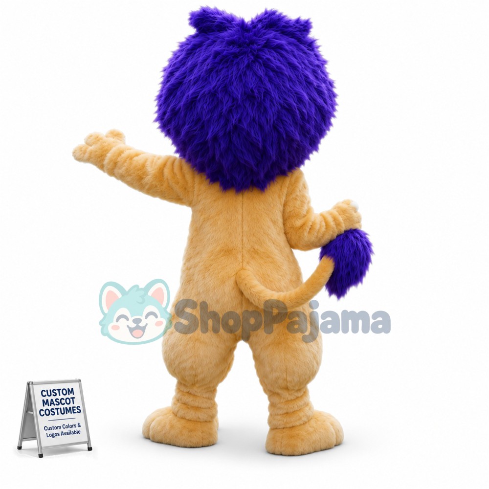 Blue Hair Lion Mascot Costume