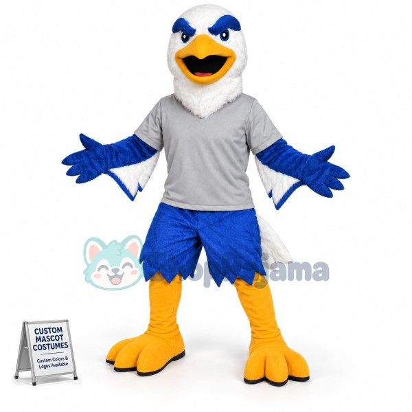 Blue & White Eagle Mascot Costume