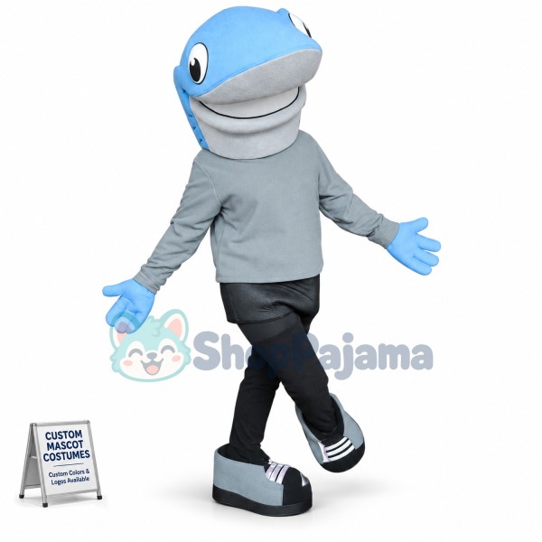 Blue Lightweight Shark Mascot Costume