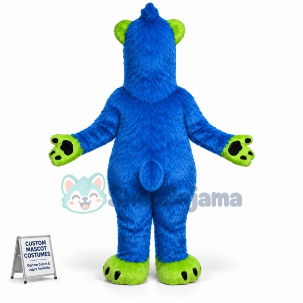 Blue & Green Bear Mascot Costume
