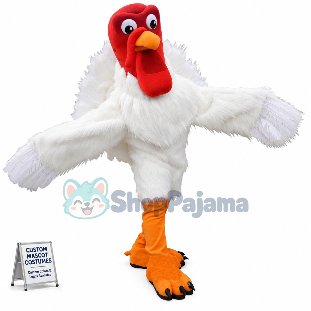 White Turkey Mascot Costume