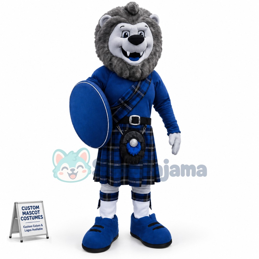 Blue Lightweight Lion Mascot Costume