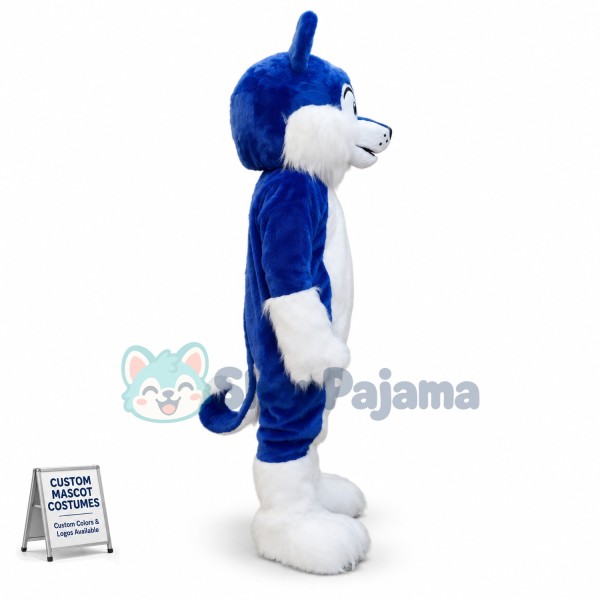 Blue Furry Husky Mascot Costume