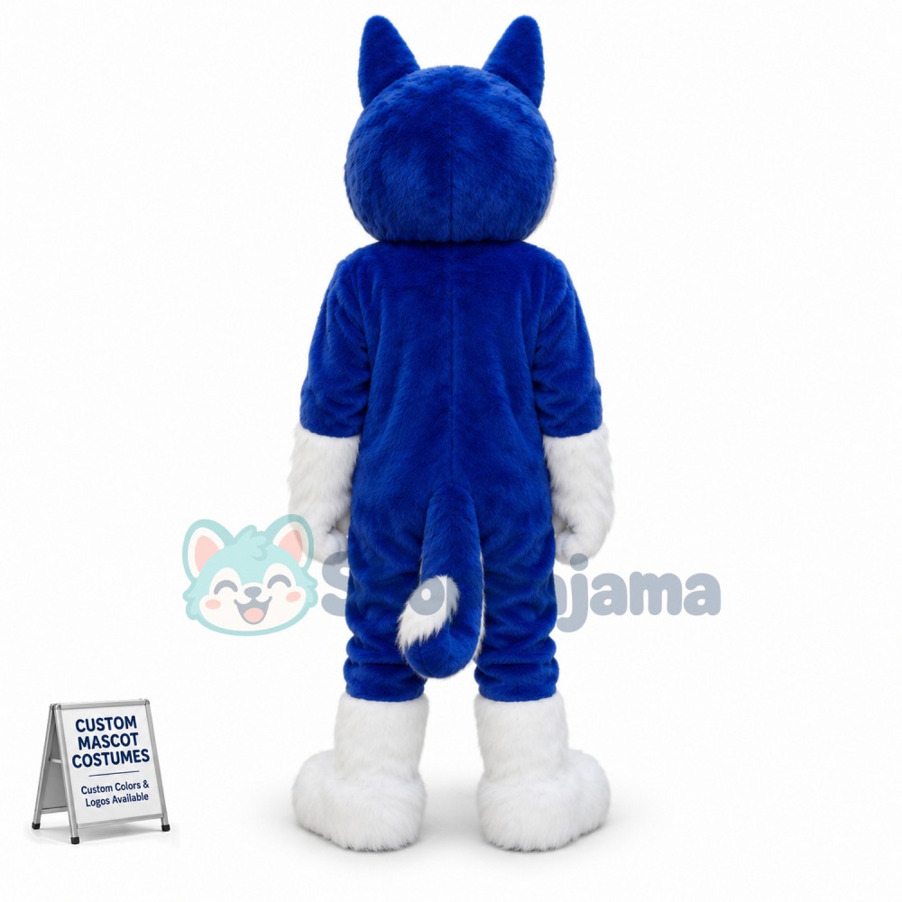 Blue Furry Husky Mascot Costume