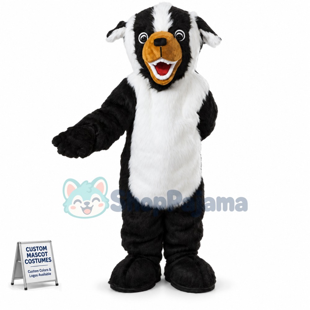 White & Black Dog Mascot Costume