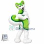 Green & White Husky Dog Mascot Costume