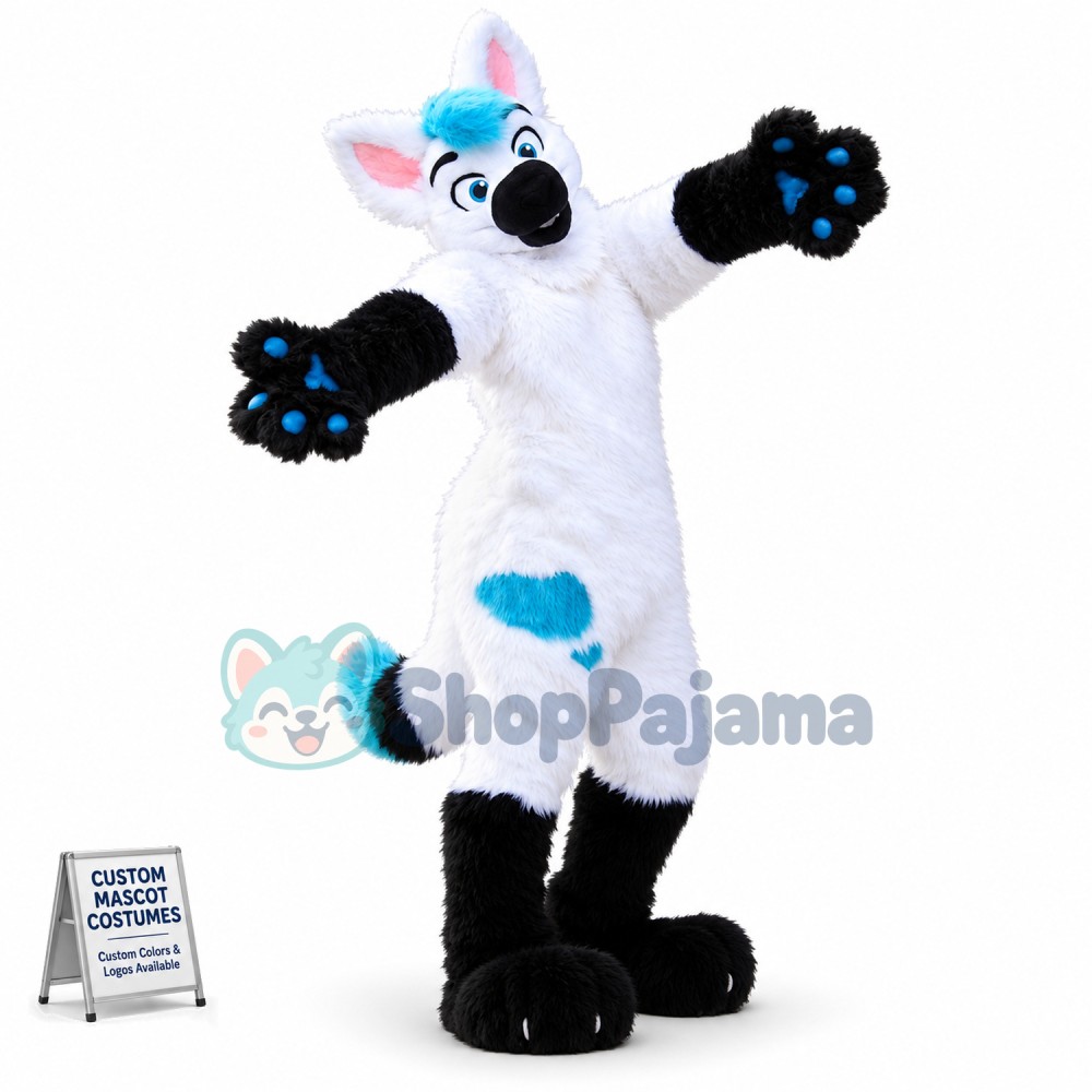 White Fox Wolf Realistic Mascot Costume
