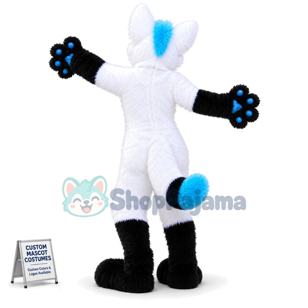 White Fox Wolf Realistic Mascot Costume