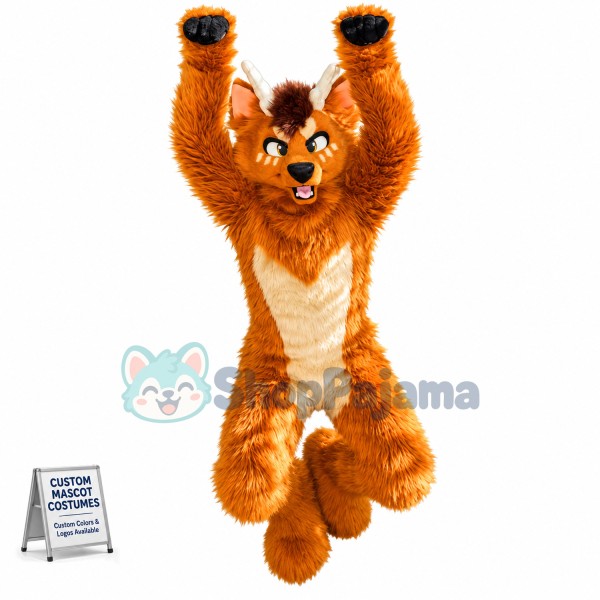 Happy Brown Dog Wolf Mascot Costume