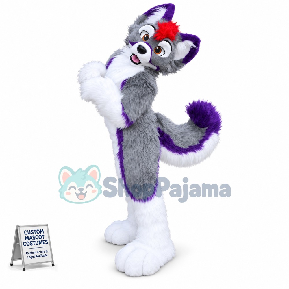 Grey Husky Dog Mascot Costume
