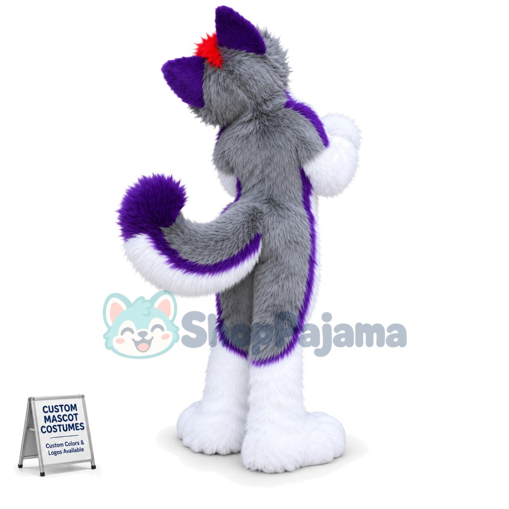 Grey Husky Dog Mascot Costume