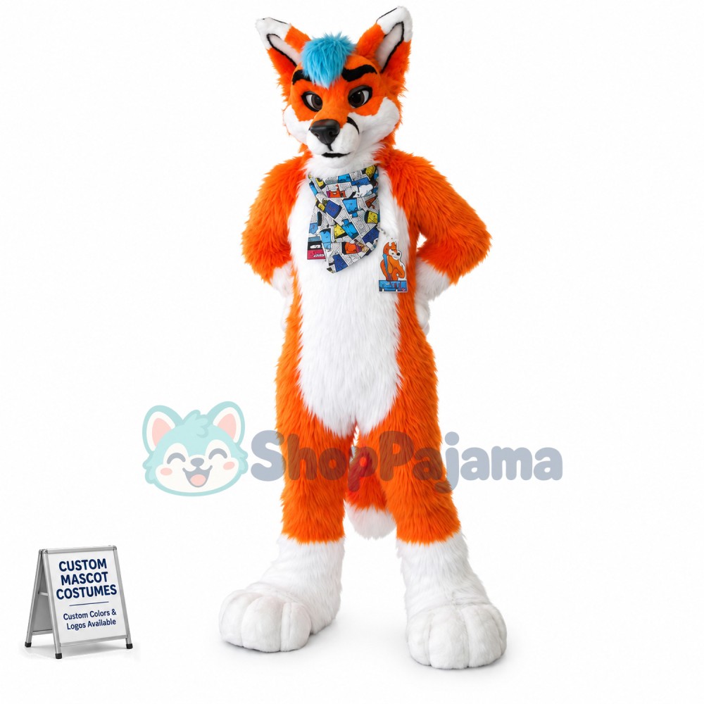 Friendly Wolf Dog Mascot Costume
