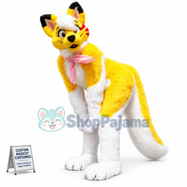 Yellow Husky Dog Mascot Costume