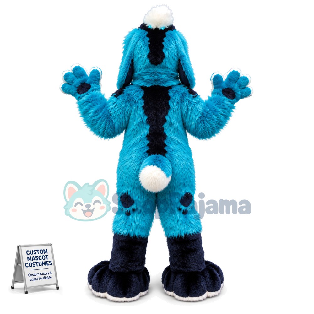 Cute Blue Bunny Mascot Costume