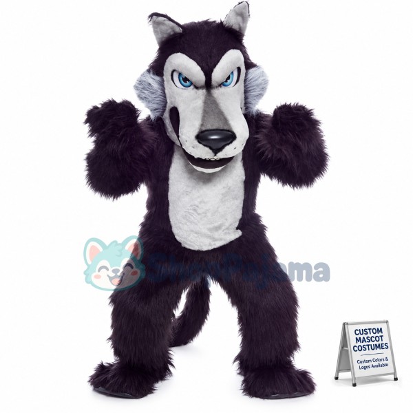 Superb Black Wolf Mascot Costume