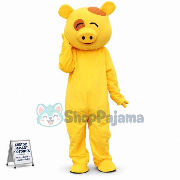 Yellow Pig Mascot Costume