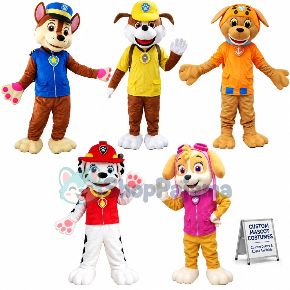 Paw Patrol - CHASE, MARSHALL, RUBBLE ,SKYE, ROCKY & ZUMA Mascot Costume