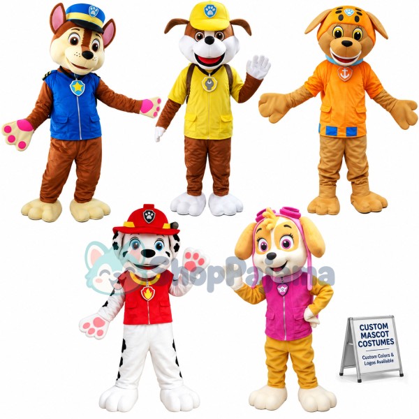 Paw Patrol - CHASE, MARSHALL, RUBBLE ,SKYE, ROCKY & ZUMA Mascot Costume