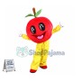 Bright Eyes Red Apple Mascot Cartoon Costume