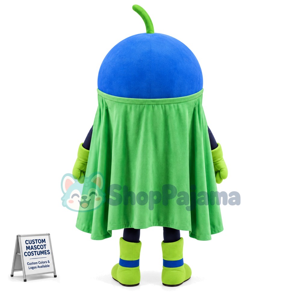 Blueberry With Green Cape Mascot Costume