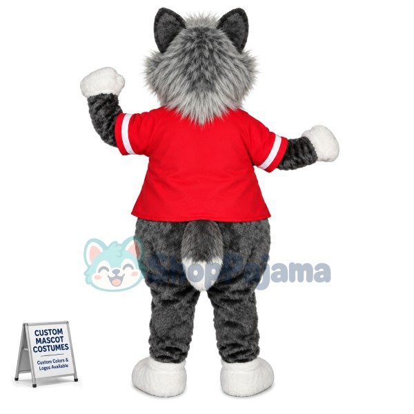 Active Player Gray Wolf Mascot Costume