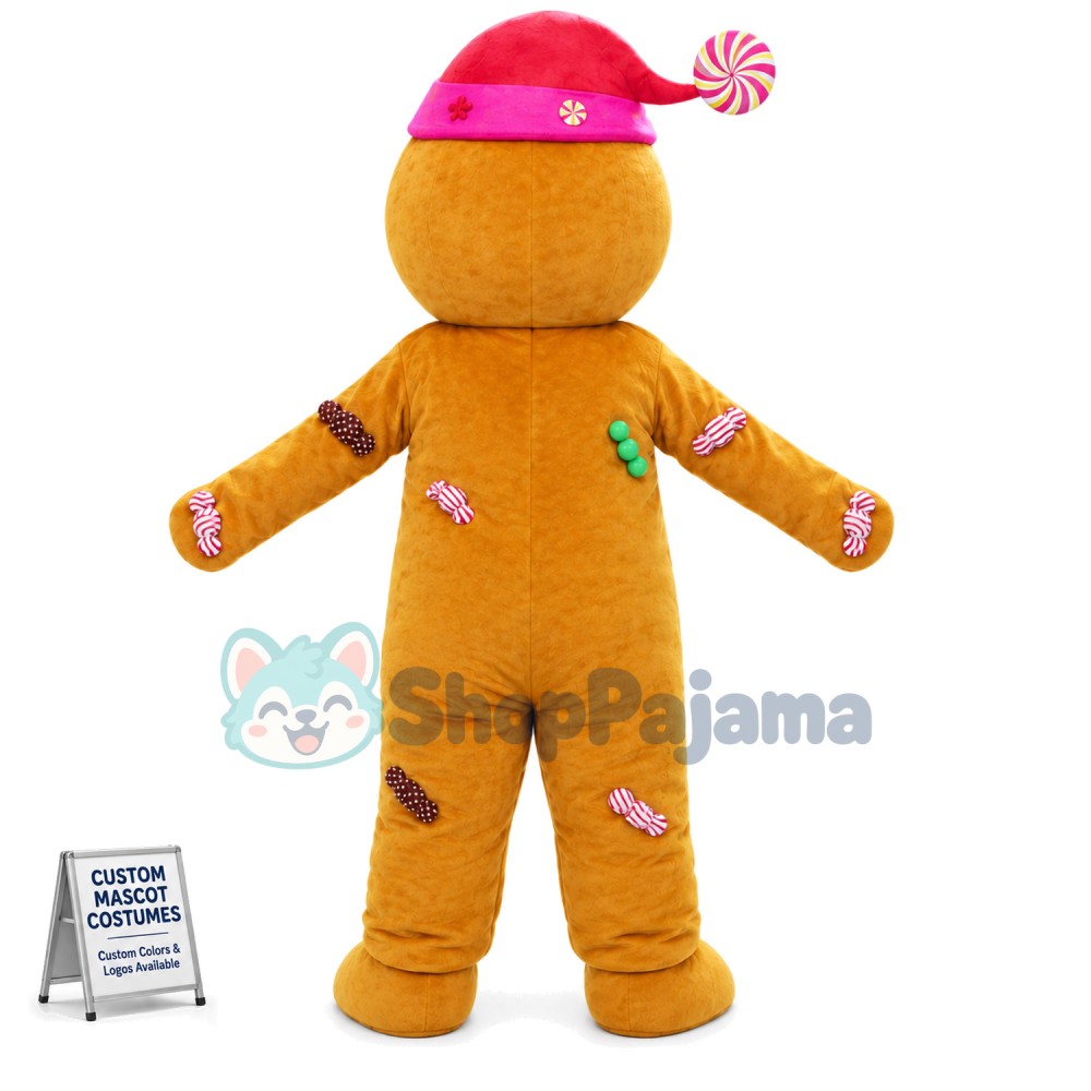 Christmas Candy Gingerbread Man Mascot Costume