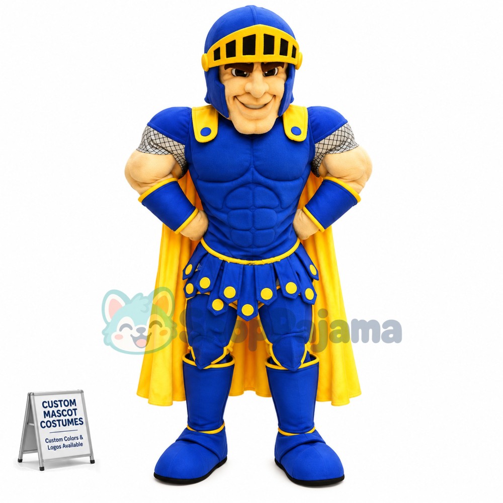 Blue Muscle Spartan Mascot Costume