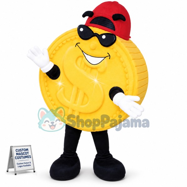 Sunglasses Dollar Coin Mascot Costume