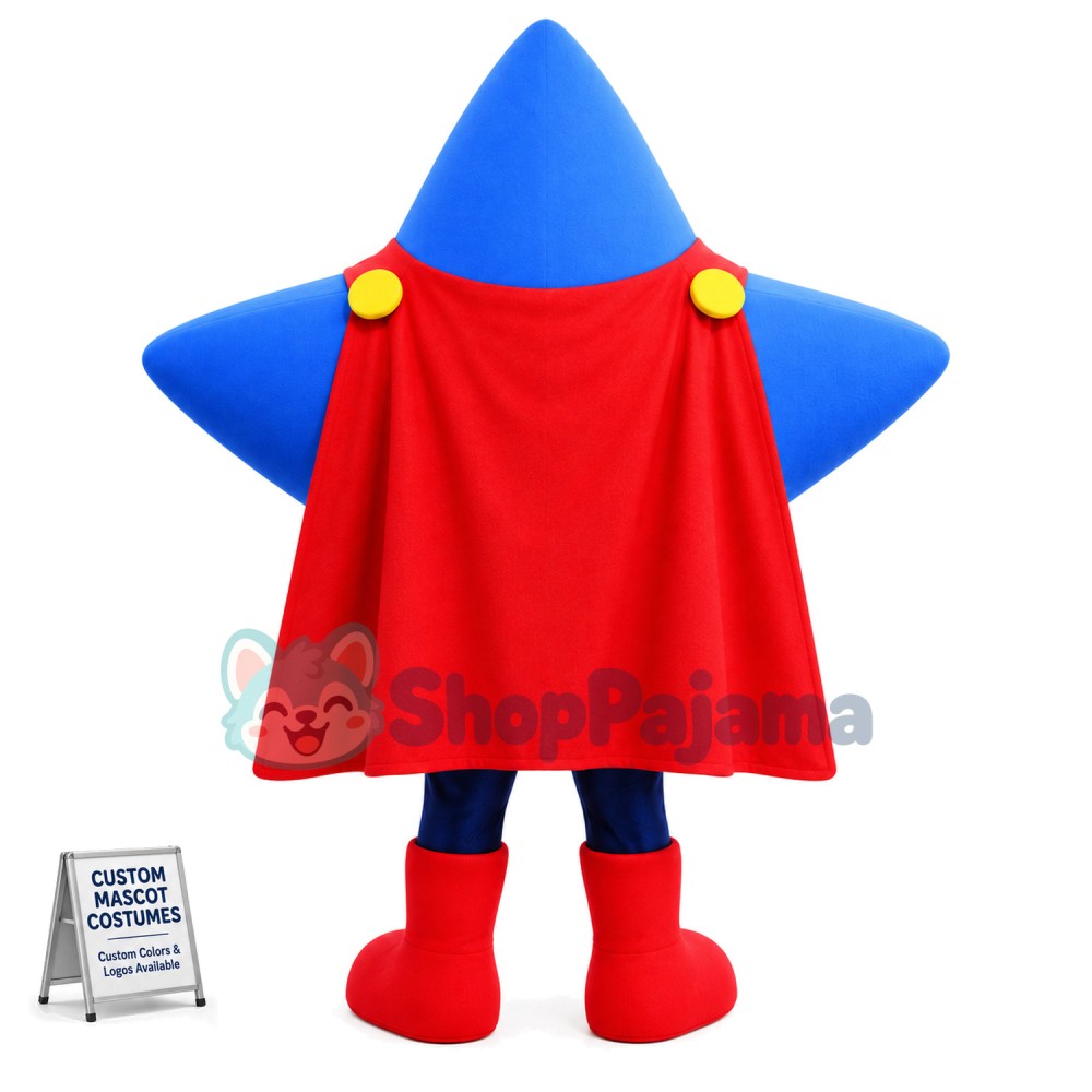 Blue Star In The Boots Mascot Cartoon Costume