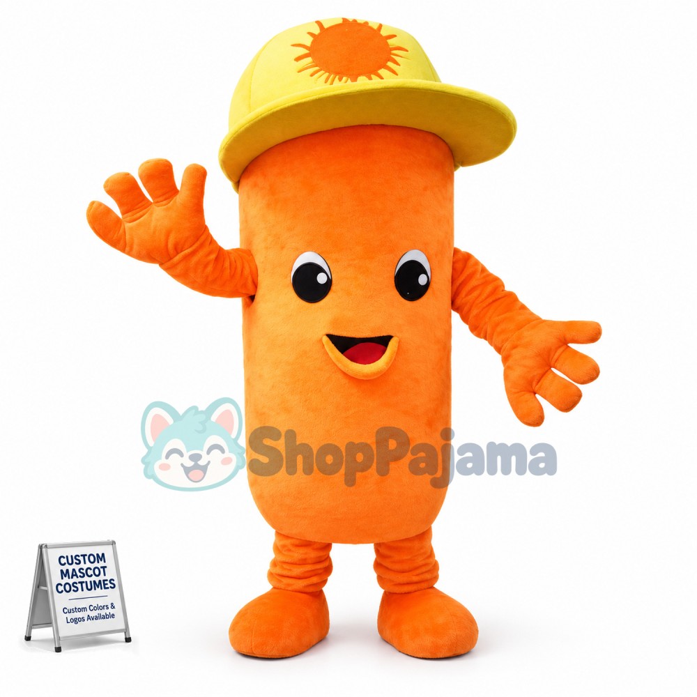 Ham Sausage With Sun Hat Mascot Costume