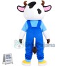 Young Cow With Overalls Mascot Costume