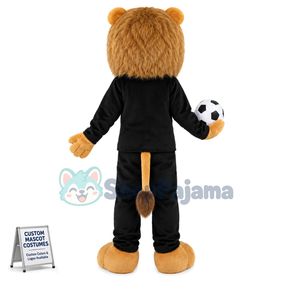 Big Eyes Lion Mascot Costume Carrying Football