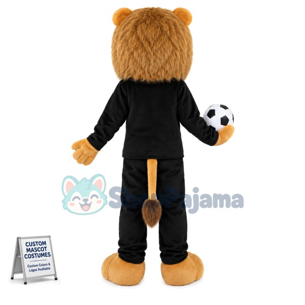 Big Eyes Lion Mascot Costume Carrying Football