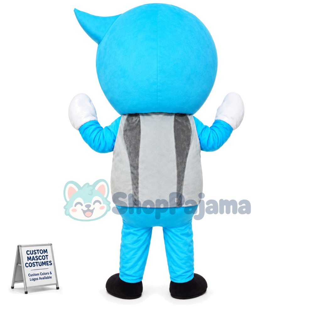 Light Blue Cartoon Eyeball Mascot Costume