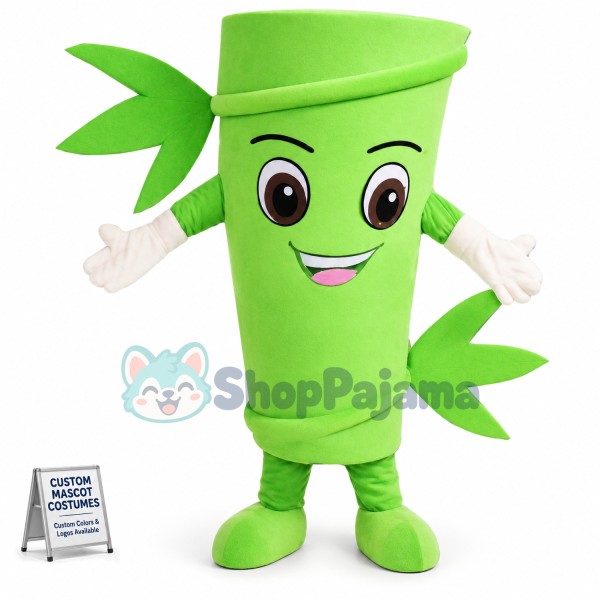 Section Of Green Bamboo Mascot Costume