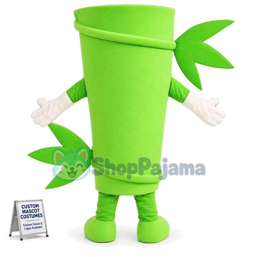 Section Of Green Bamboo Mascot Costume