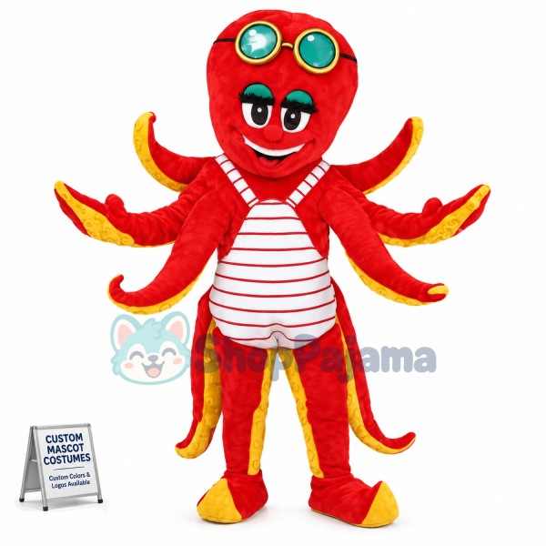 Bib Red Octopus Mascot Costume