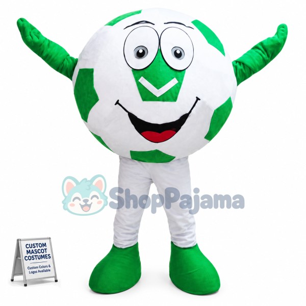 Cartoon Green Football Mascot Costume