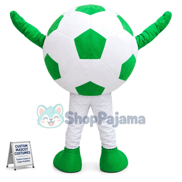 Cartoon Green Football Mascot Costume