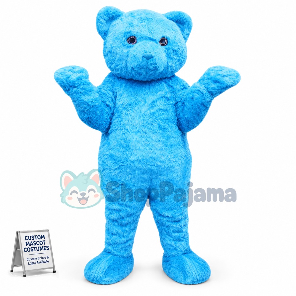 Whole Body Blue Bear Soft Mascot Costume