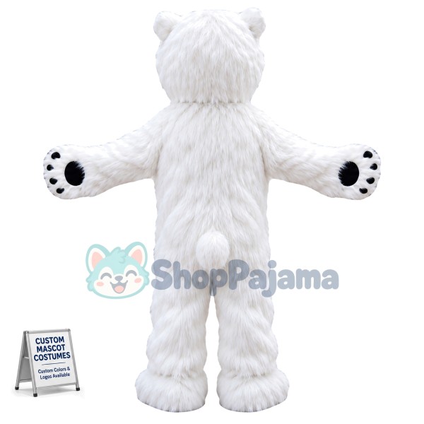 Walking Furry Polar Bear Mascot Costume