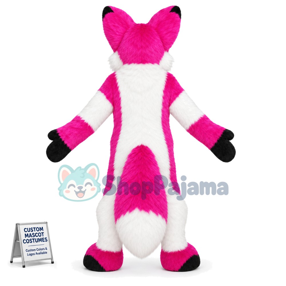 Drooping Pink Husky Dog Mascot Costume