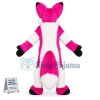 Drooping Pink Husky Dog Mascot Costume